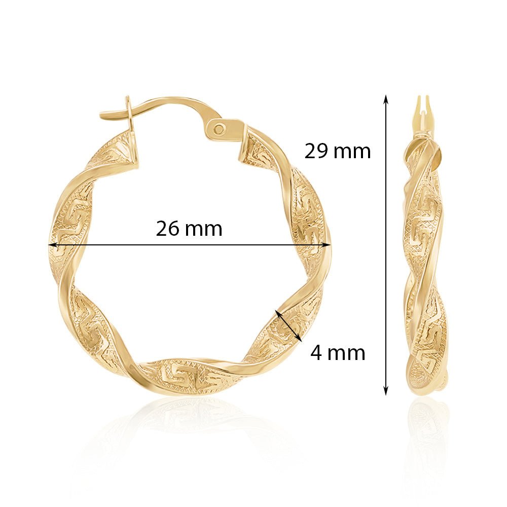 9ct Yellow Gold Twisted Hoop Earrings ERV0435S - FJewellery