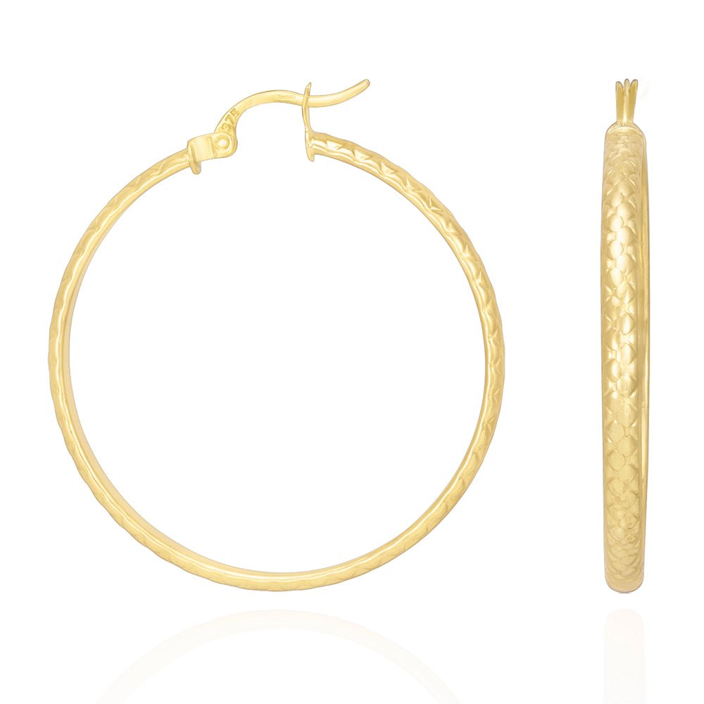 9ct Yellow Gold Twisted Hoop Earrings ERV0461L - FJewellery