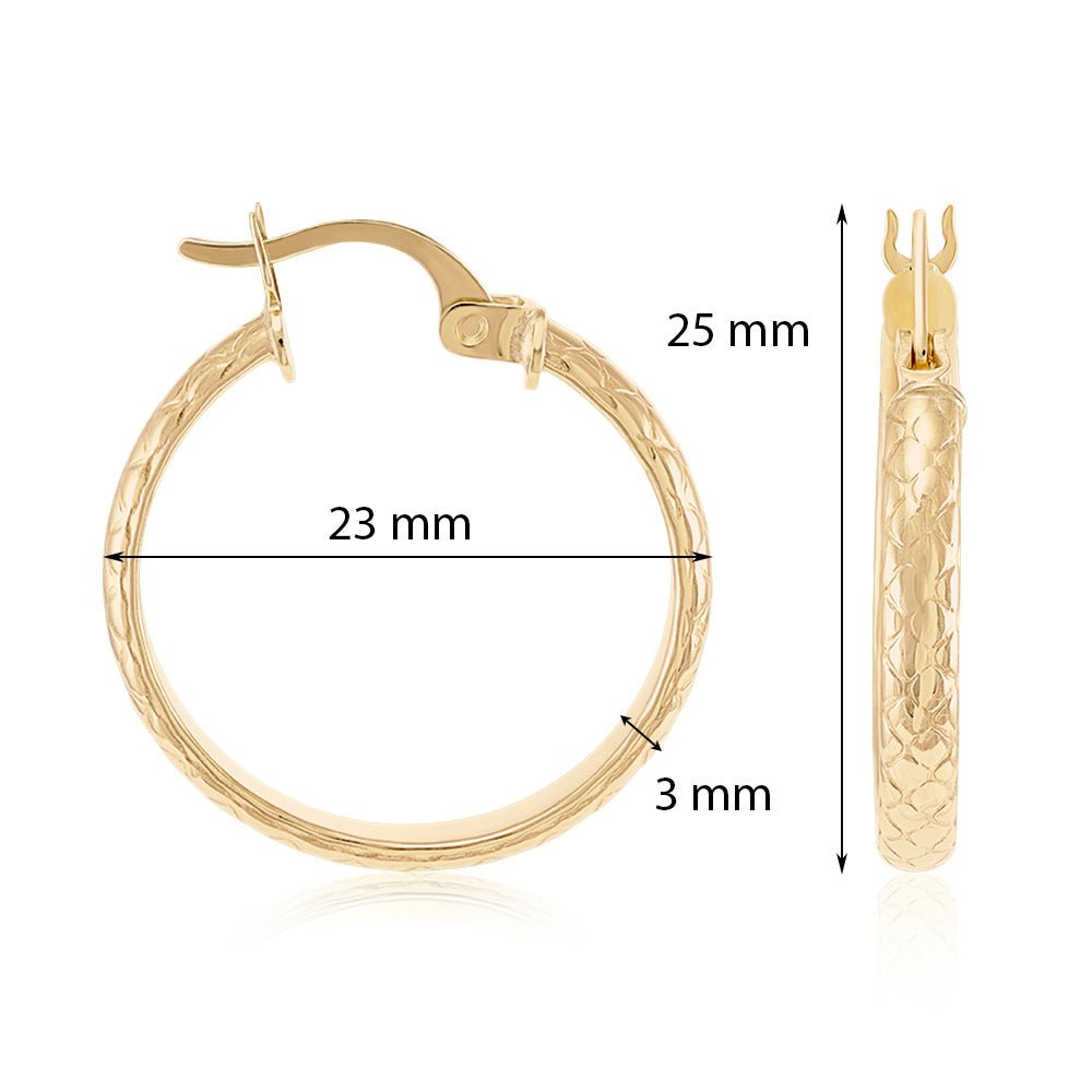 9ct Solid Yellow Gold Twisted Hoop Earrings ERV0461S