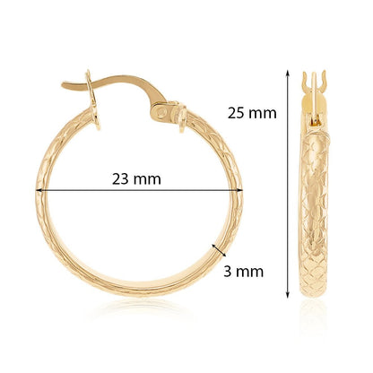 9ct Solid Yellow Gold Twisted Hoop Earrings ERV0461S