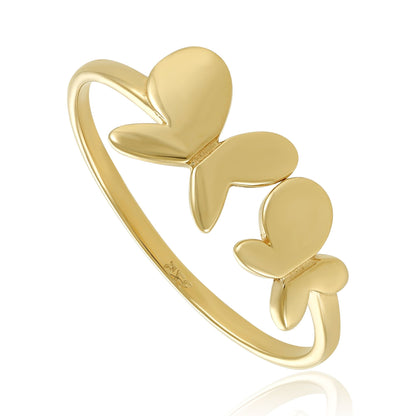 9ct Yellow Gold Two Butterfly Ring - FJewellery