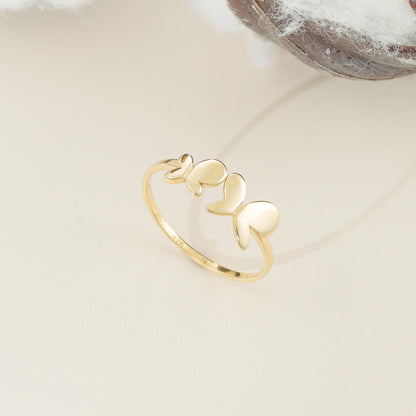9ct Yellow Gold Two Butterfly Ring - FJewellery