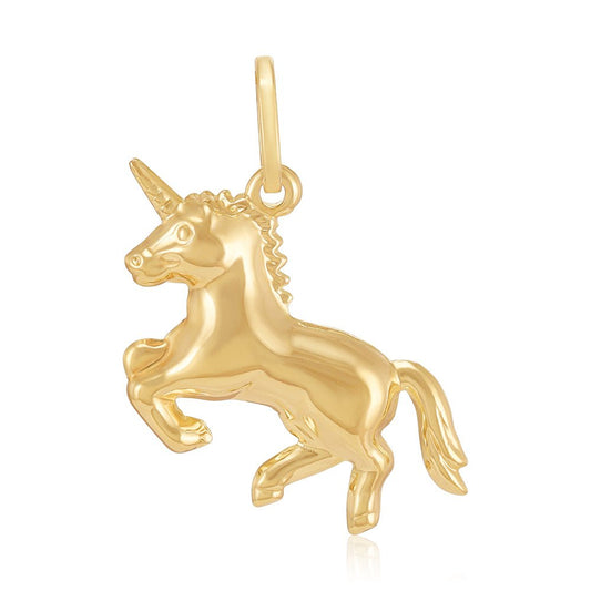 9ct Yellow Gold Unicorn Pendant - FJewellery
