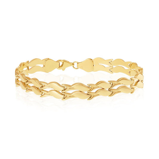 9ct Yellow Gold Wavey Bracelet - FJewellery