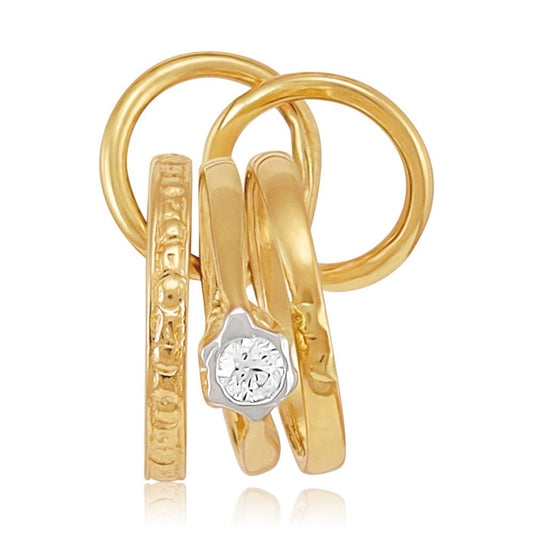 9ct Yellow gold wedding ring set Pendant - FJewellery