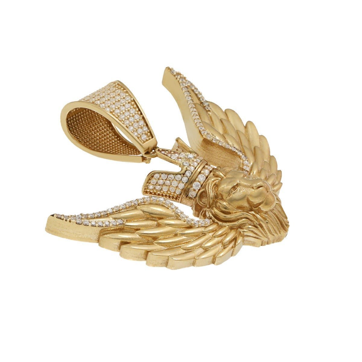 9ct Yellow Gold Winged Lion Cubic Zirconia Pendant - FJewellery