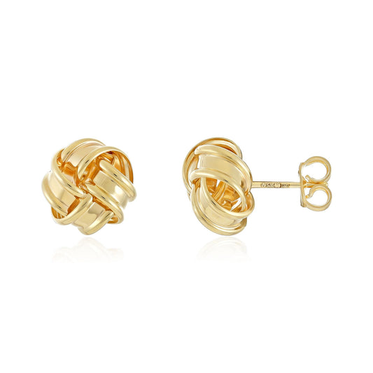 9ct Yellow Gold Woven Knot Stud Earrings - FJewellery