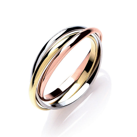 9ct Yellow White and Rose Gold Russian Style 2mm Wedding Bands - FJewellery