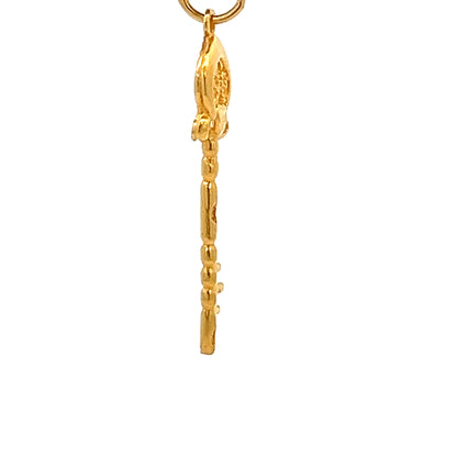 22ct Gold Key Pendant with Ornate Cluster Detail