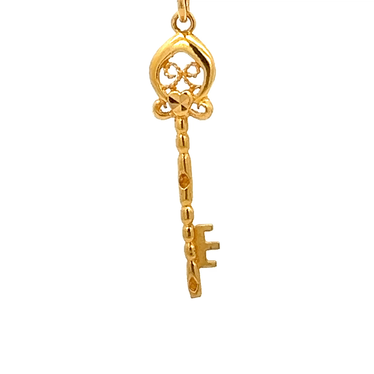 22ct Gold Key Pendant with Ornate Cluster Detail