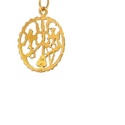 22ct Gold Oval Openwork Figural Pendant