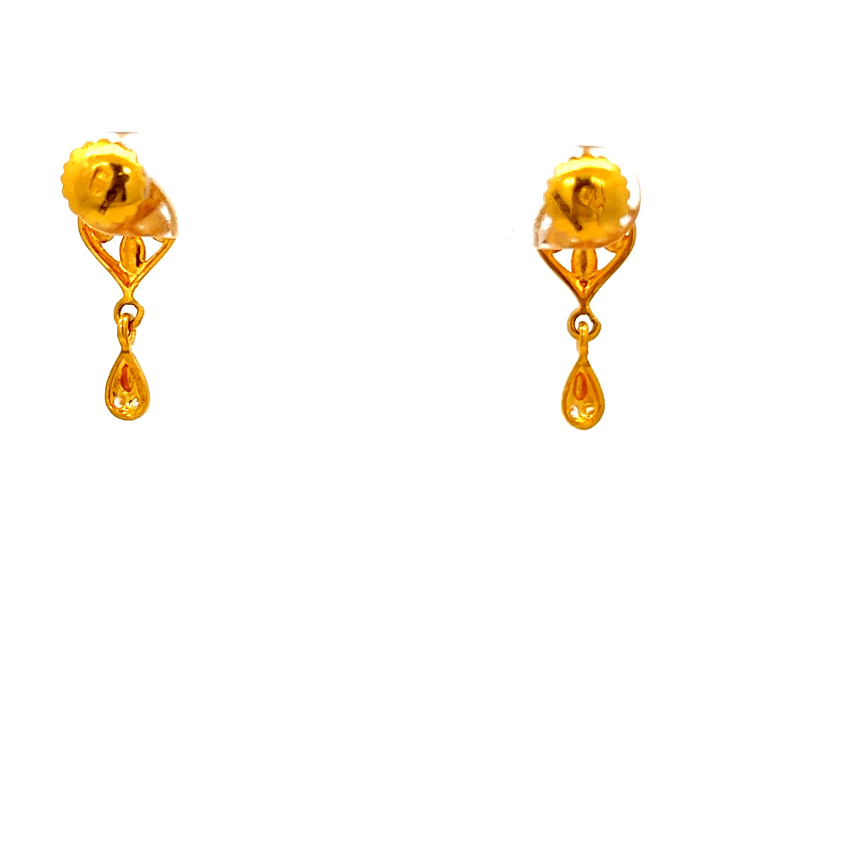 22ct Gold Floral Cluster Drop Earrings with Clear Stones
