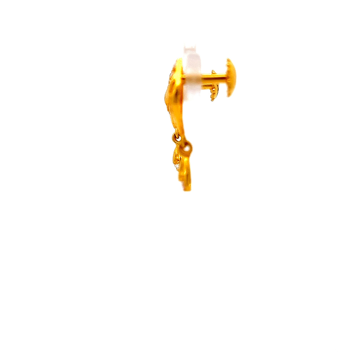 22ct Gold Floral Cluster Drop Earrings with Clear Stones