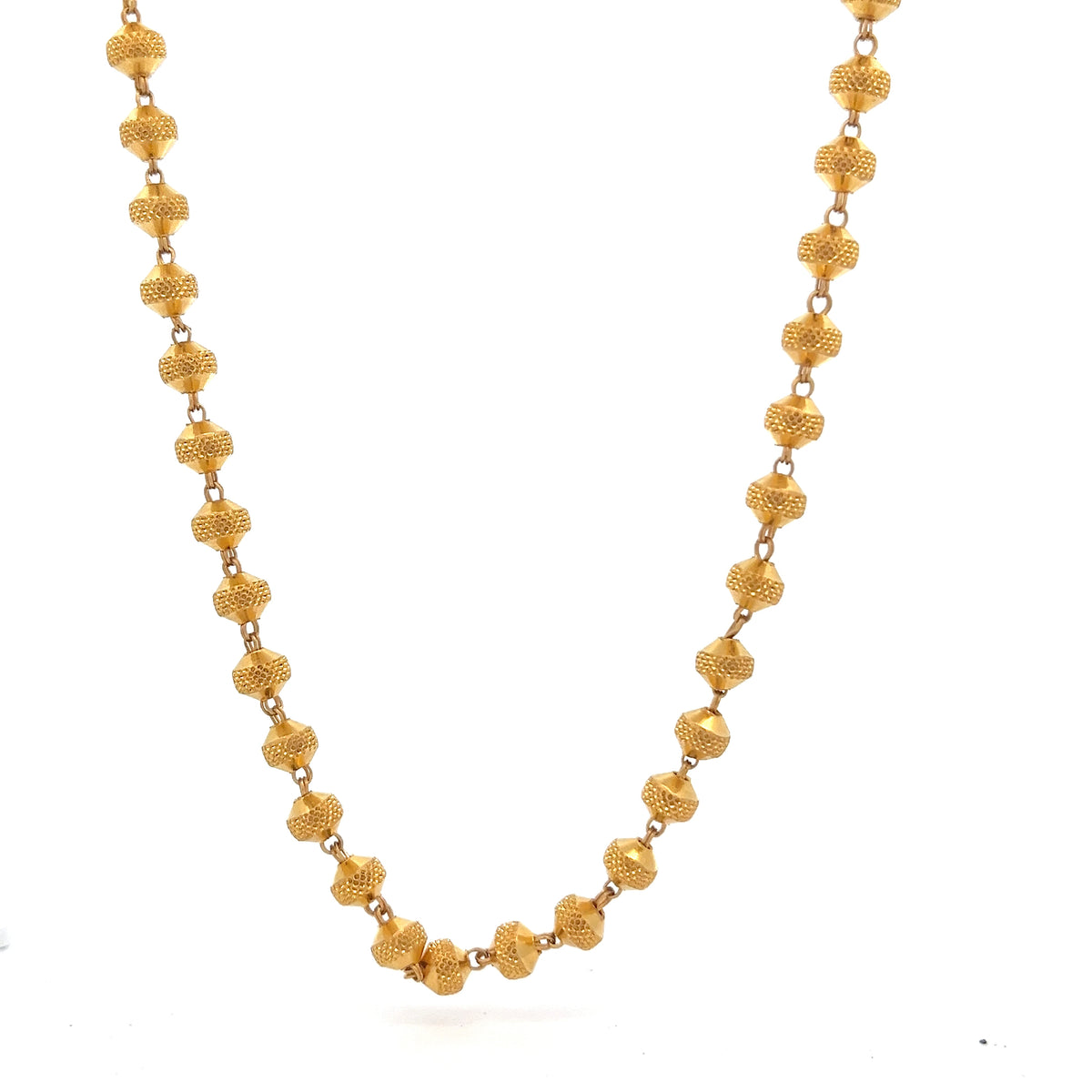 22ct Gold Textured Bead Link Necklace