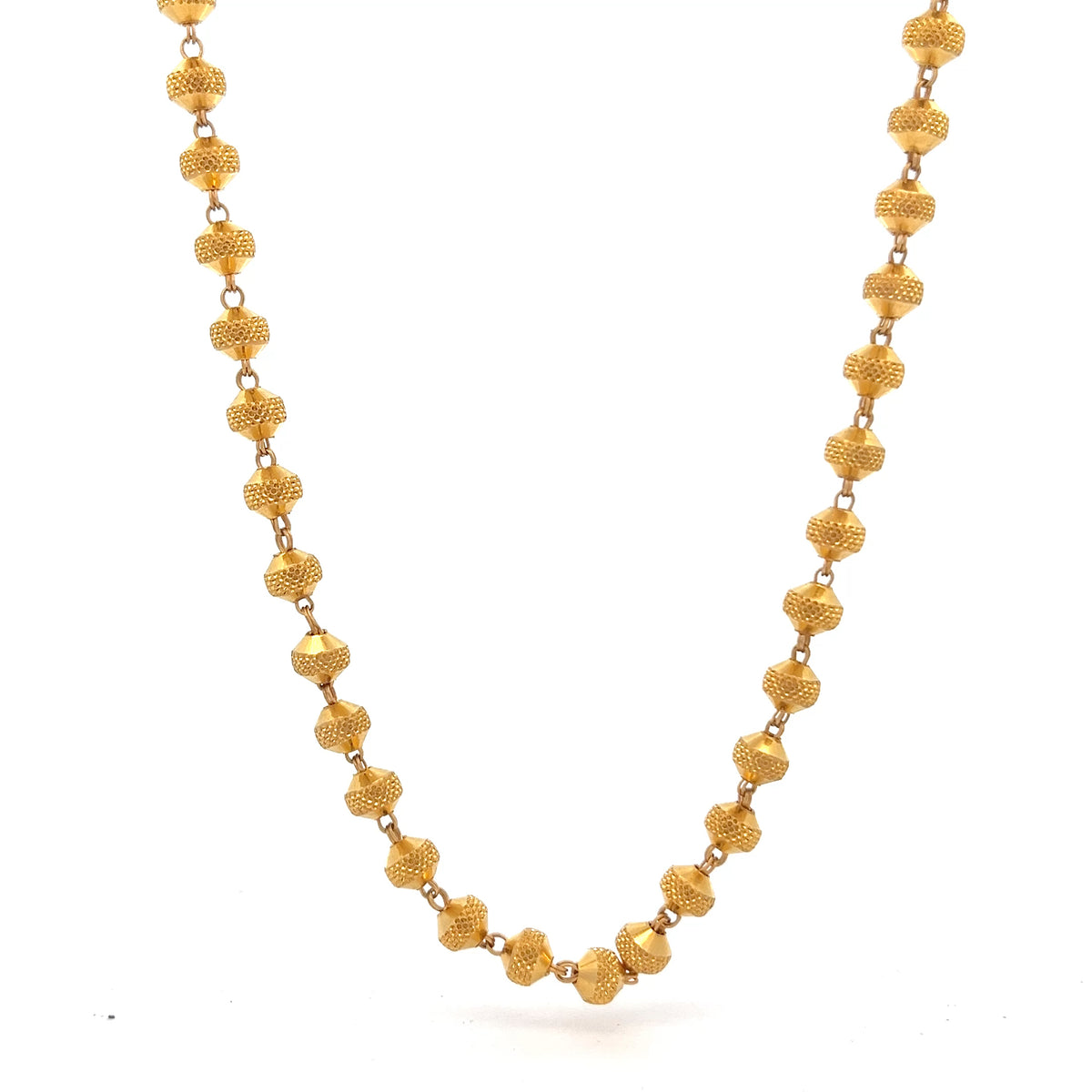 22ct Gold Textured Bead Link Necklace