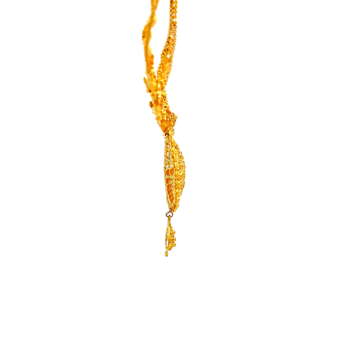 22ct Gold Floral Pendant Necklace with Openwork Drop