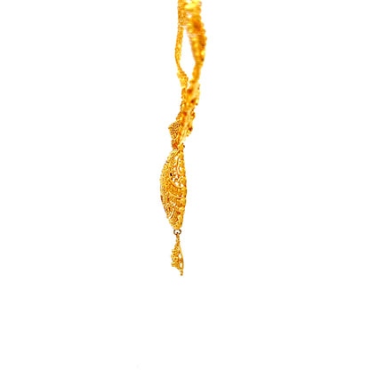 22ct Gold Floral Pendant Necklace with Openwork Drop