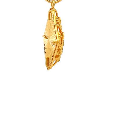 22ct Gold Diamond-Shaped Sunburst Pattern Pendant