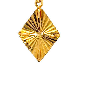 22ct Gold Diamond-Shaped Sunburst Pattern Pendant