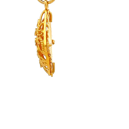 22ct Gold Diamond-Shaped Sunburst Pattern Pendant