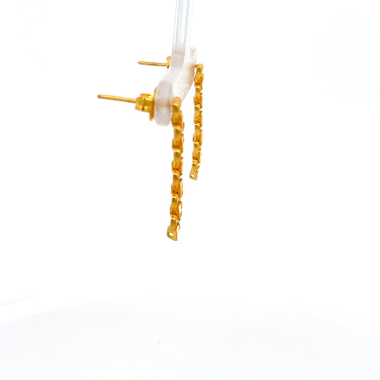 22ct Gold Textured Heart Drop Earrings