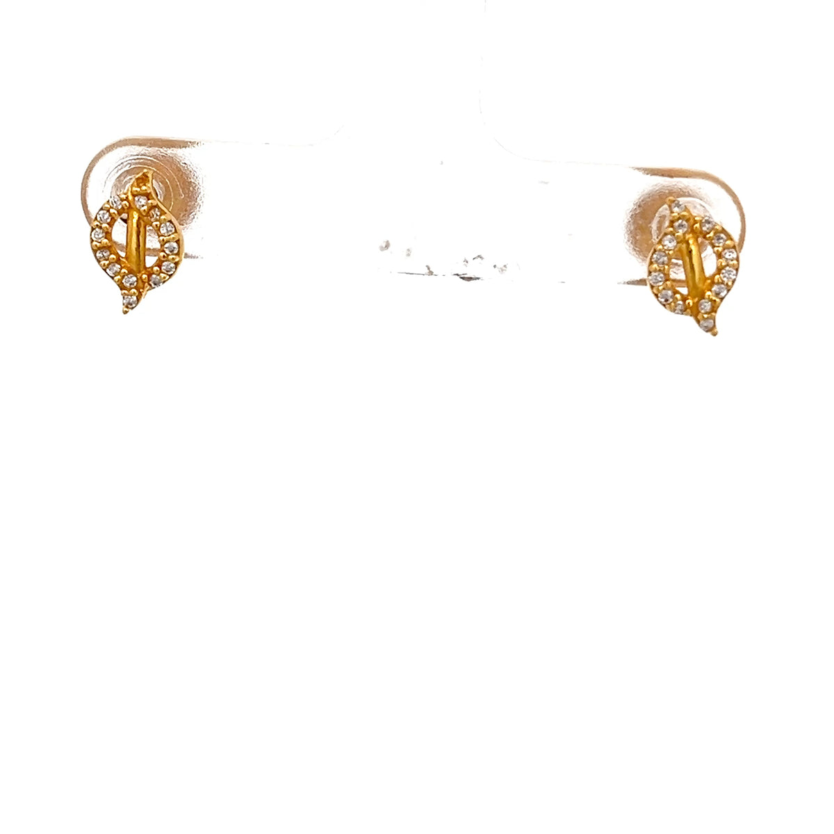22ct Gold Oval Clear Stone Cluster Stud Earrings