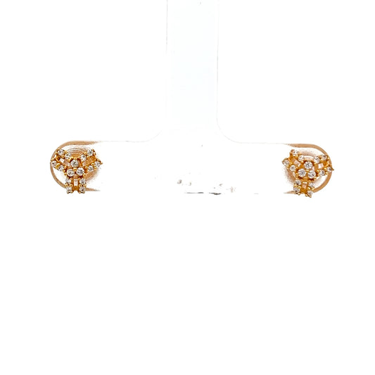 22ct Gold Cluster Stud Earrings with Clear Stones