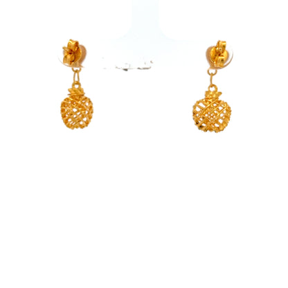 22ct Gold Openwork Lattice Drop Earrings