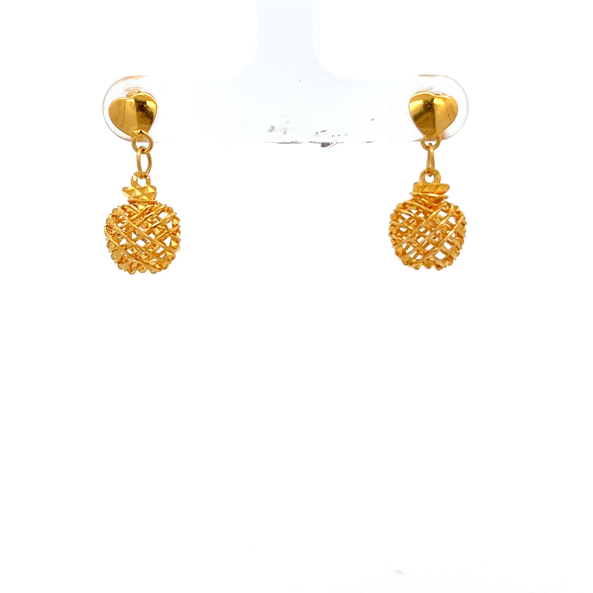 22ct Gold Openwork Lattice Drop Earrings