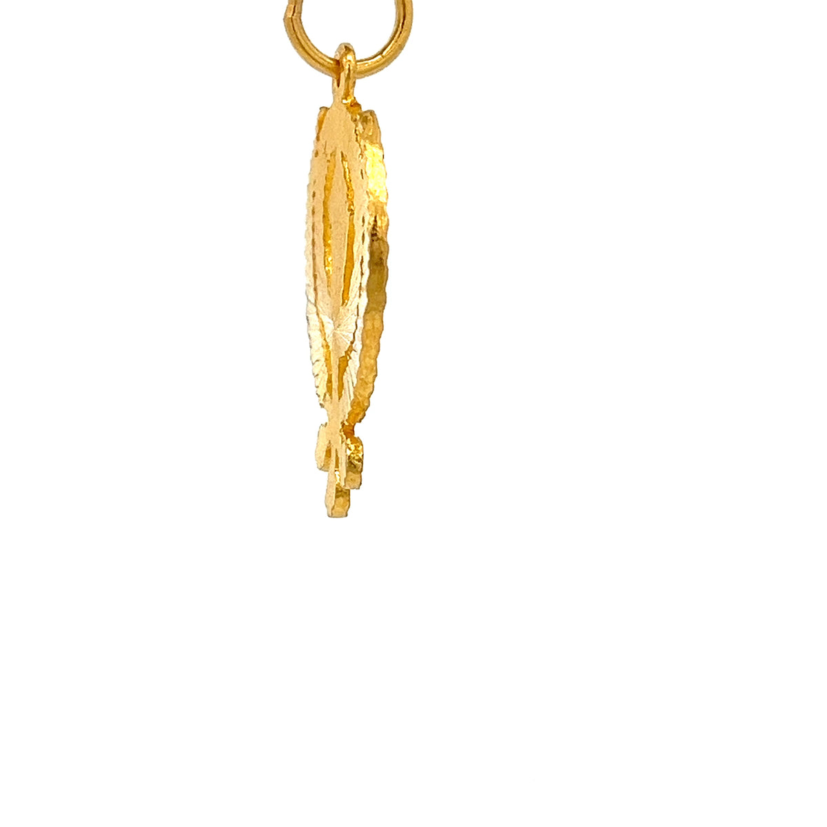 22ct Gold Oval Leaf Motif Pendant