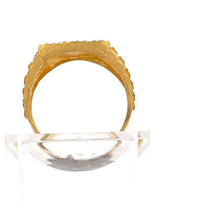 22ct Gold Rectangular Patterned Cluster Ring
