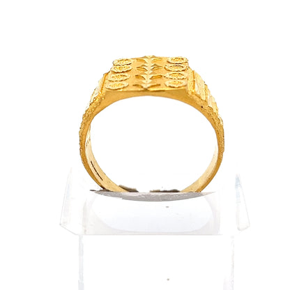 22ct Gold Rectangular Engraved Pattern Ring