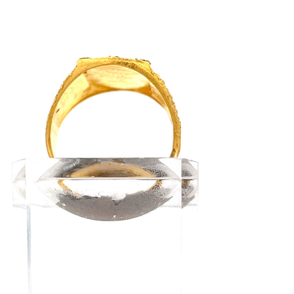 22ct Gold Rectangular Engraved Pattern Ring