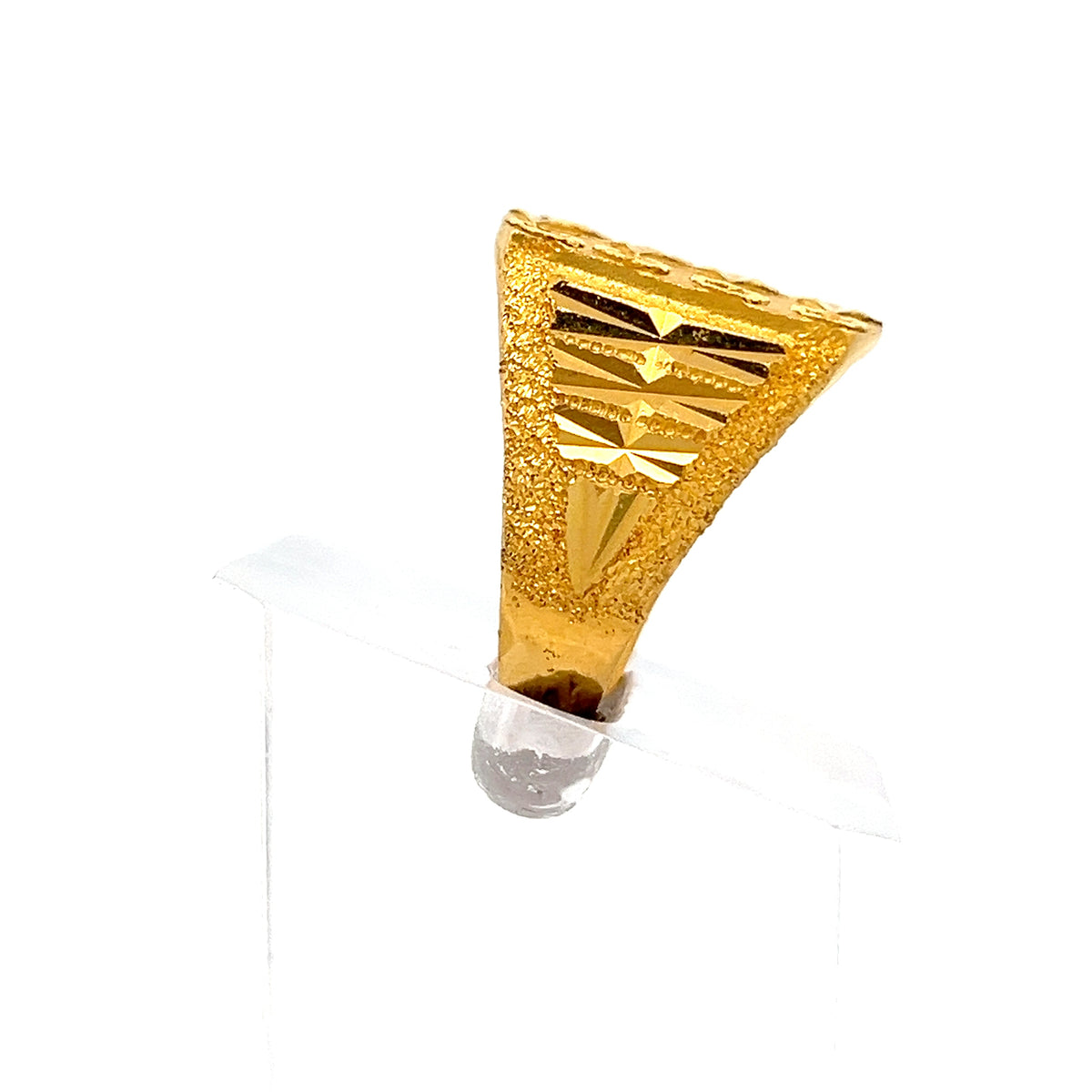 22ct Gold Rectangular Engraved Pattern Ring