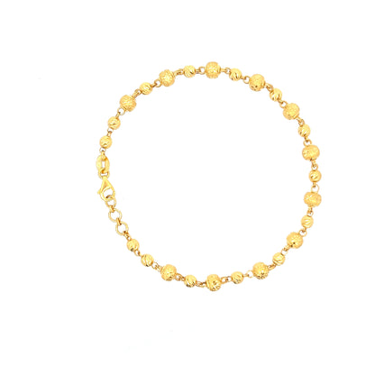 22ct Gold Bracelet with Textured and Ridged Bead Pattern