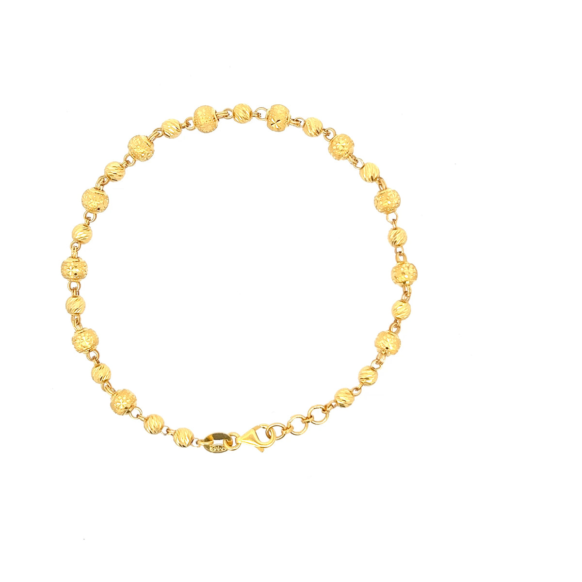 22ct Gold Bracelet with Textured and Ridged Bead Pattern