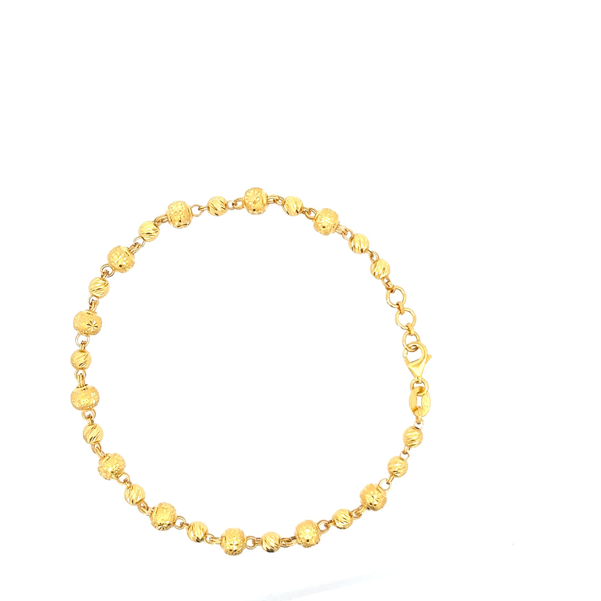 22ct Gold Bracelet with Textured and Ridged Bead Pattern