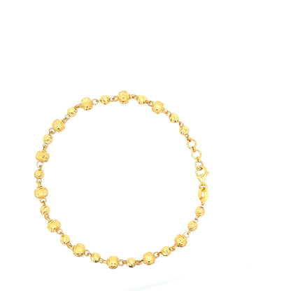 22ct Gold Bracelet with Textured and Ridged Bead Pattern