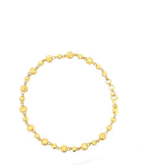 22ct Gold Bracelet with Textured and Ridged Bead Pattern