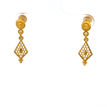 22ct Gold Geometric Openwork Drop Earrings