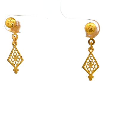22ct Gold Geometric Openwork Drop Earrings