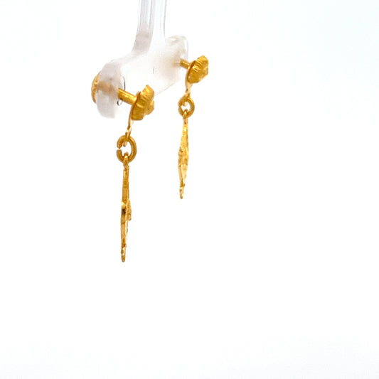 22ct Gold Geometric Openwork Drop Earrings