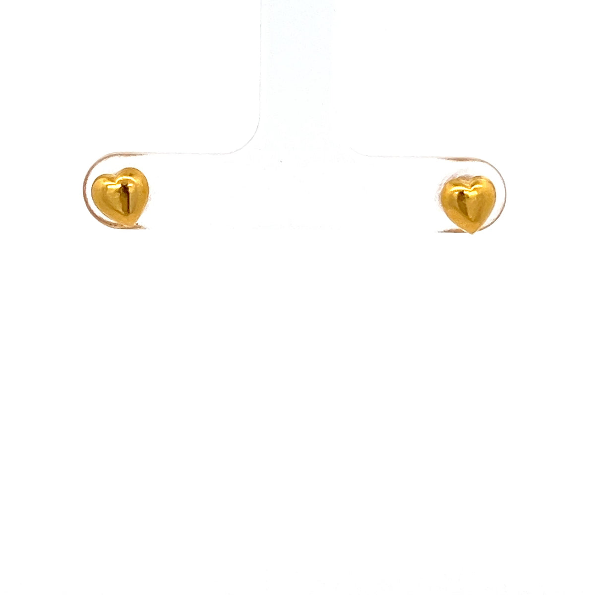 22ct Gold Heart Stud Earrings with Polished Finish