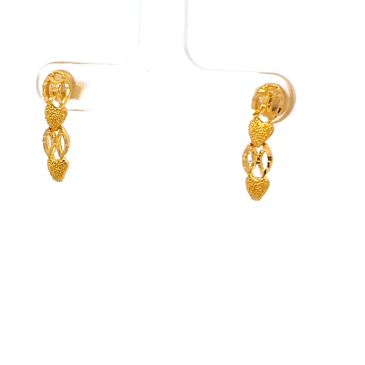 22ct Gold Textured and Openwork Drop Earrings
