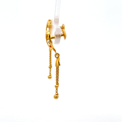 22ct Gold Heart Drop Earrings with Double Chain Tassels