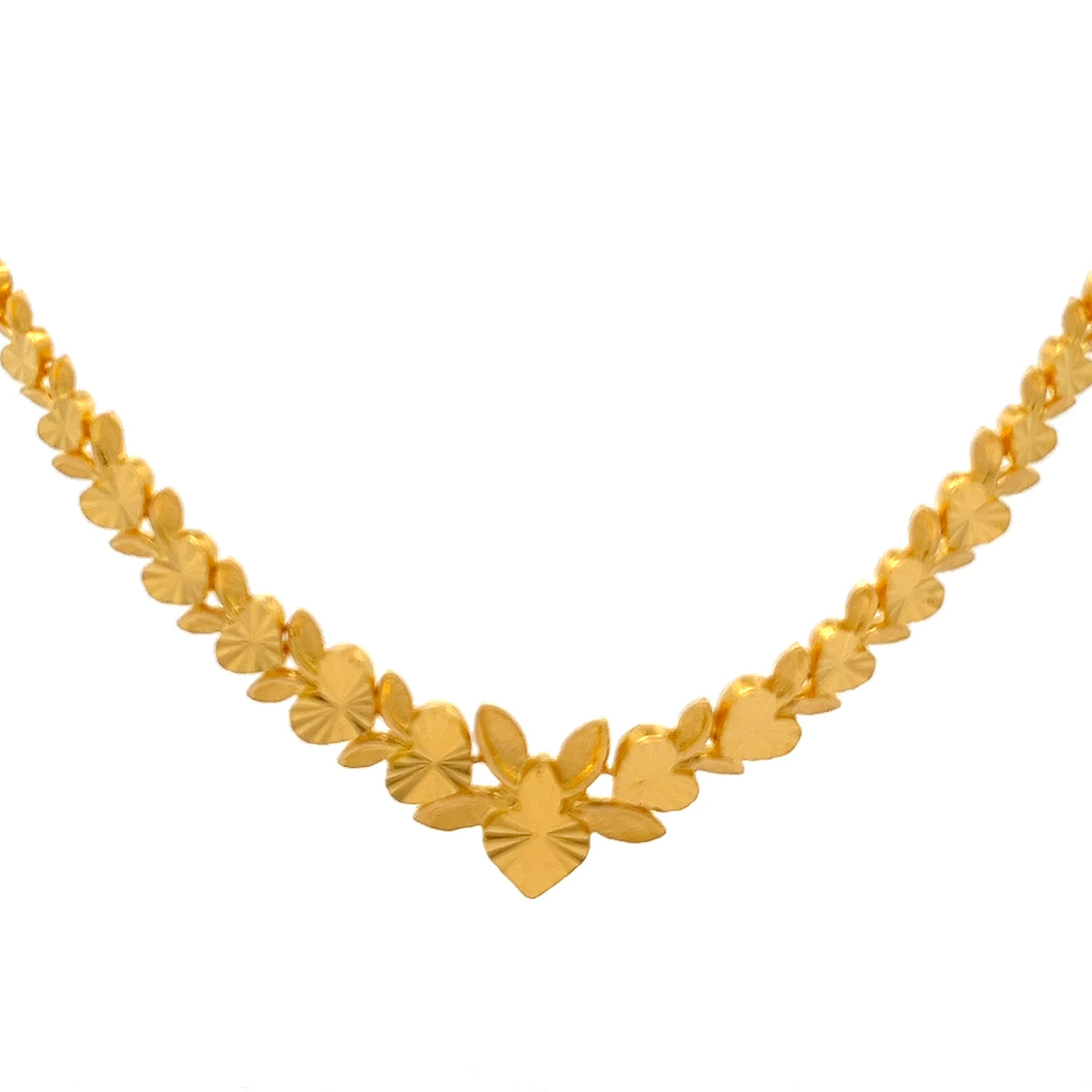 22ct Gold Floral Leaf Motif Necklace