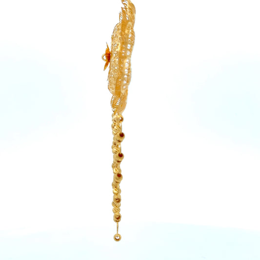 22ct Gold Floral Pendant Necklace with Beaded Openwork Drop
