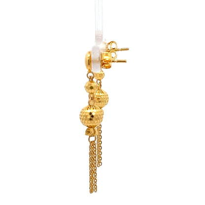 22ct Gold Textured Bead and Chain Drop Earrings