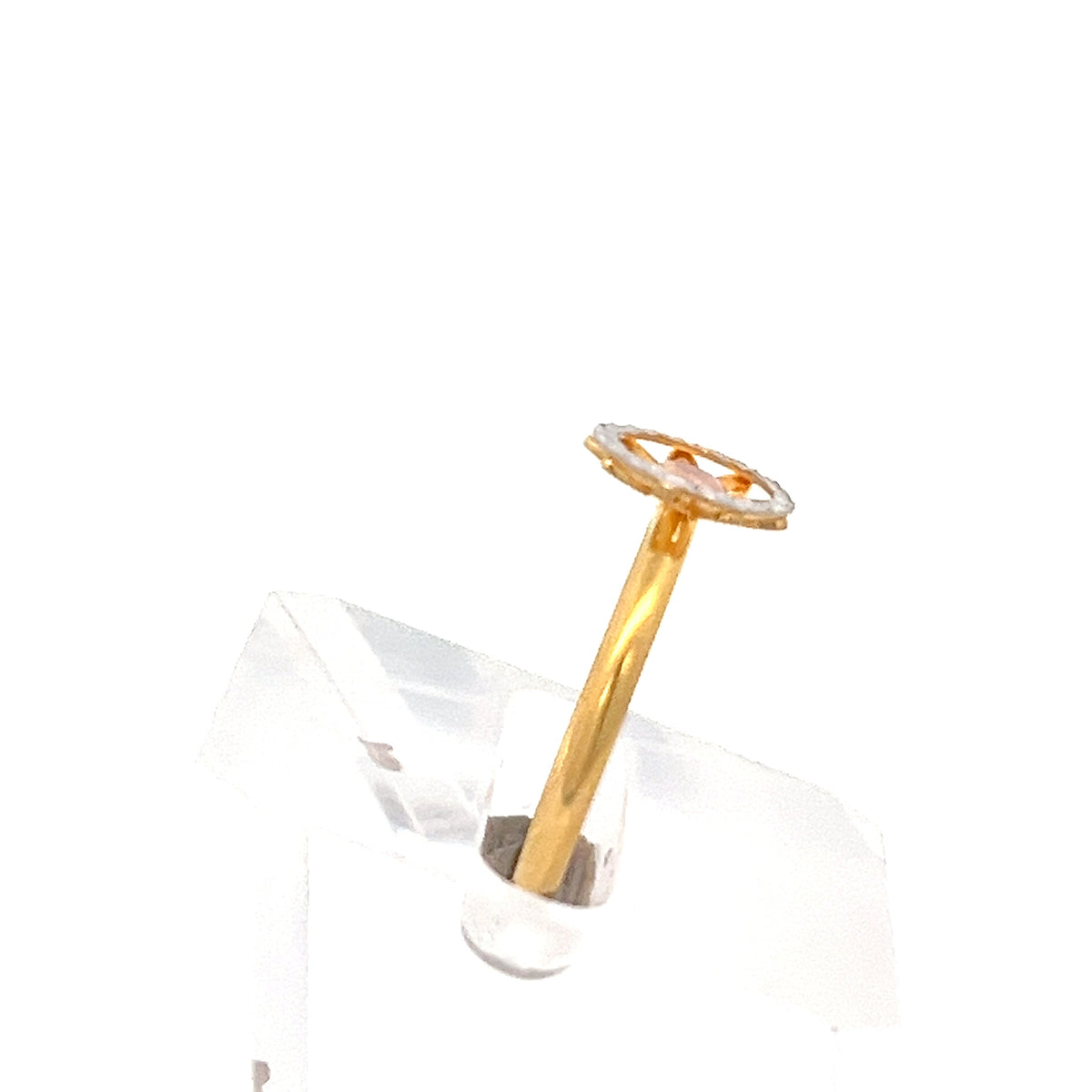 22ct Gold Oval Halo Ring with Clear Stone Setting