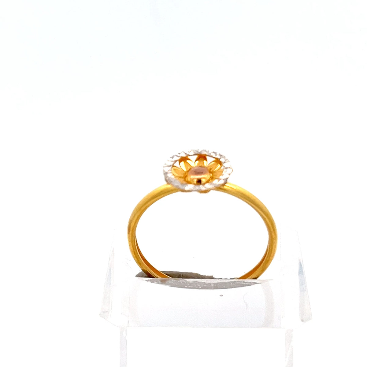 22ct Gold Floral Cluster Ring with Clear Stones